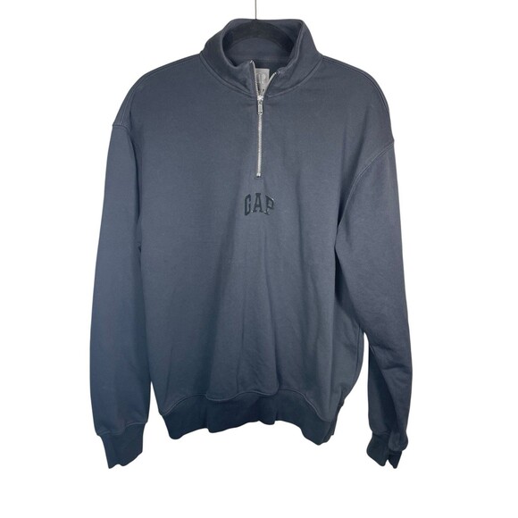 Gap Men's VintageSoft Arch Logo 1/4 Zip  Moonless Night‎ Black Size Medium - Picture 1 of 10